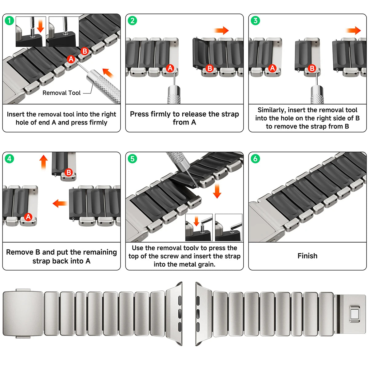 Titanium Silicone Magnetic Apple Watch Band - Luxury Metal Strap for Ultra 3/2/1 49mm, Series 11/10 46mm, Series 9/8/7 45mm, Series 6/SE/5/4 44mm, Series 3/2/1 42mm