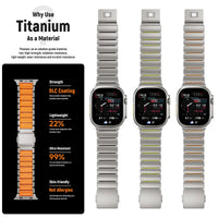 Titanium Silicone Magnetic Apple Watch Band - Luxury Metal Strap for Ultra 3/2/1 49mm, Series 11/10 46mm, Series 9/8/7 45mm, Series 6/SE/5/4 44mm, Series 3/2/1 42mm
