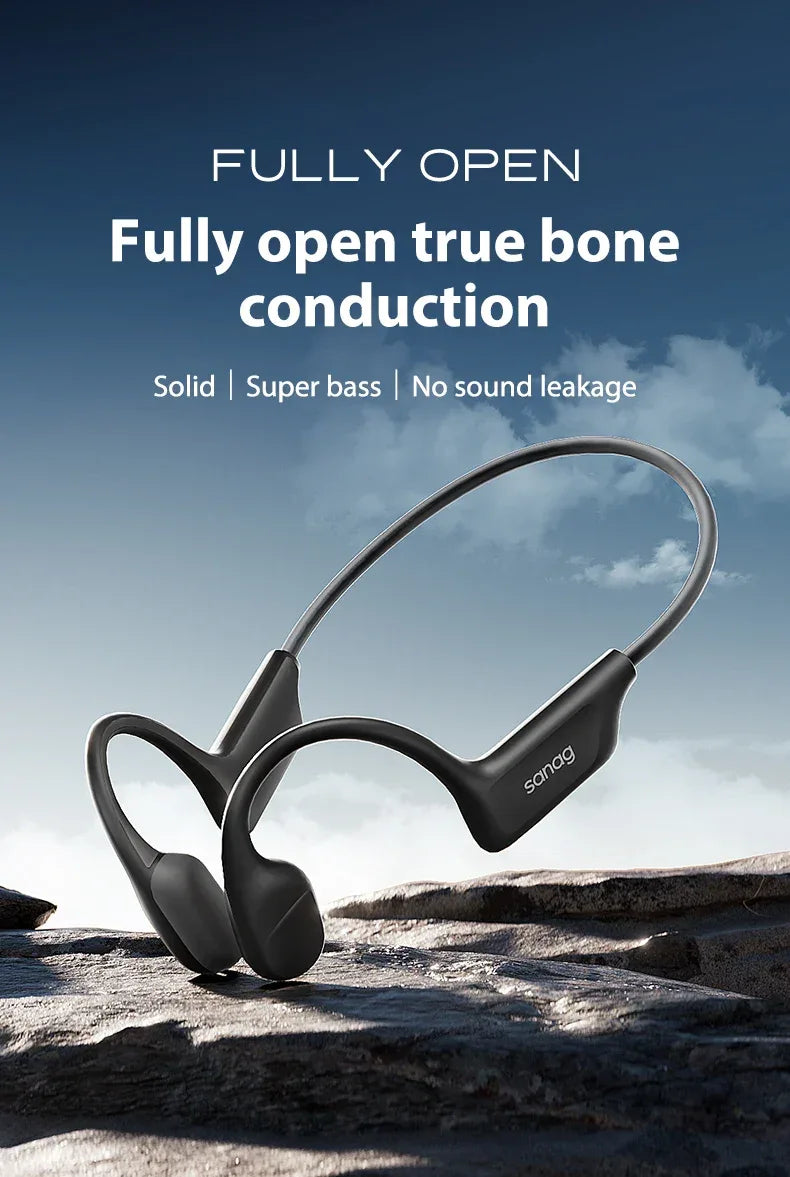 Sanag B22s Bone Conduction Headphones - Bluetooth 5.3 | 16Hr Playtime, IPX5 Waterproof, Spatial Sound, Open-Ear Sport Earphones