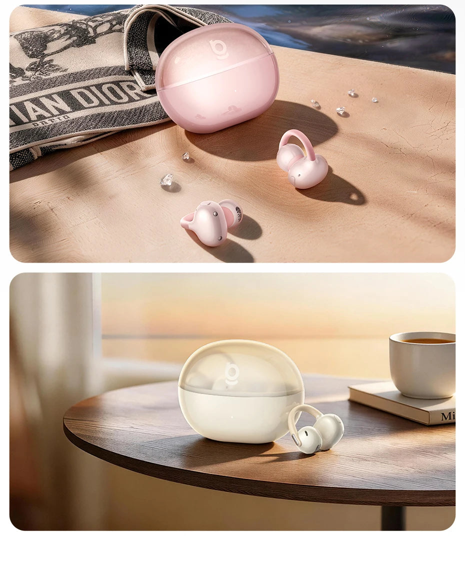Baseus Bowie MC2 AIR Clip-on TWS Earbuds - Bluetooth 6.0 | 4-Mic ENC, 4 Drivers, Open-Ear Ear Clip, Waterproof Sport Wireless Earphones