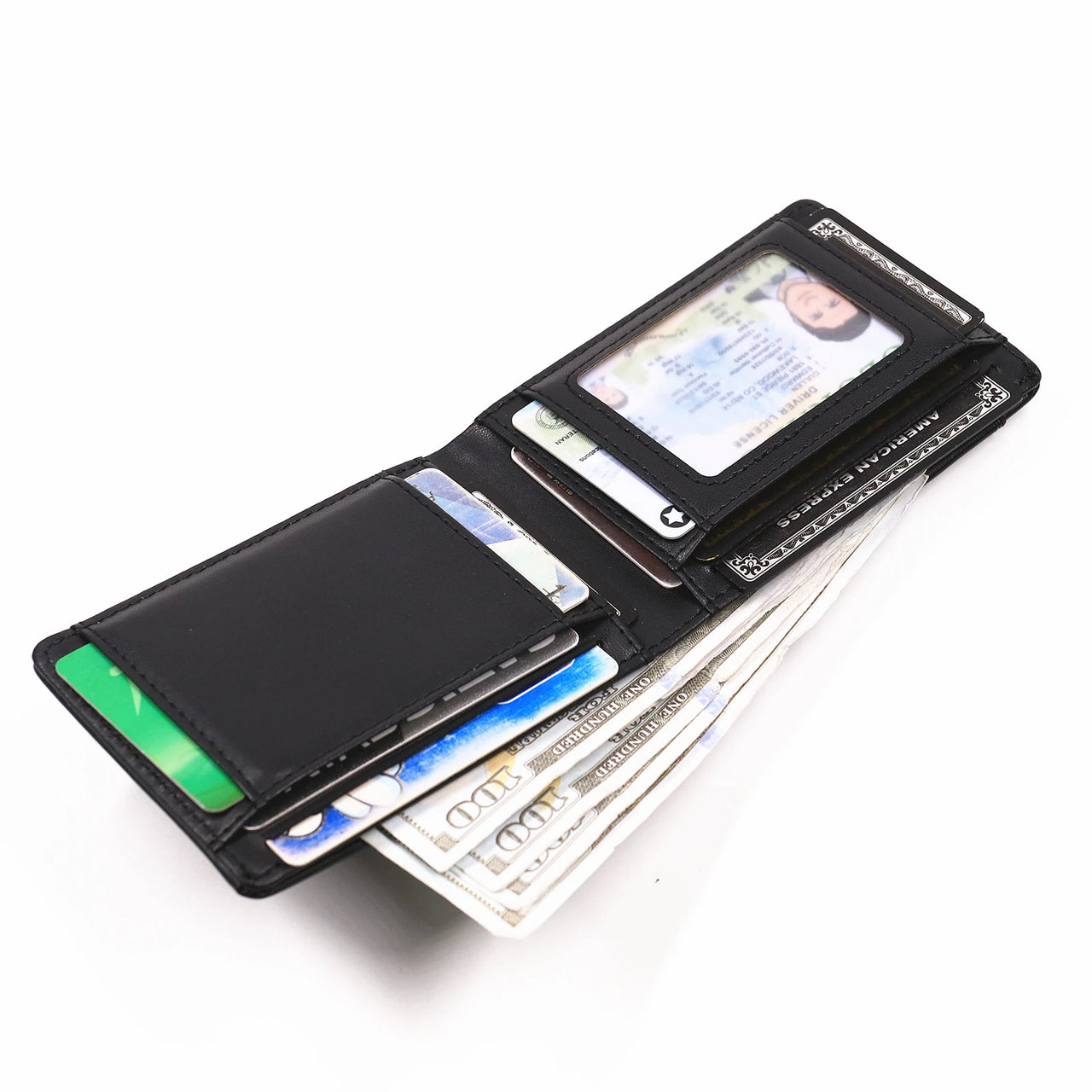 Men’s Leather Bat Hero Wallet – Slim Bifold Card Holder with Cutout Eyes | Superhero Gift for Him