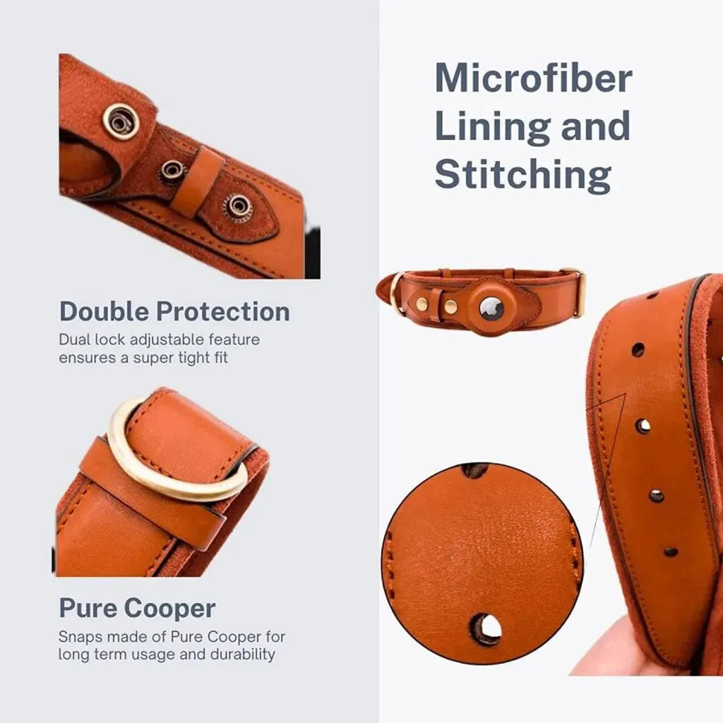 AirTag Dog Collar Genuine Leather - TechShopi