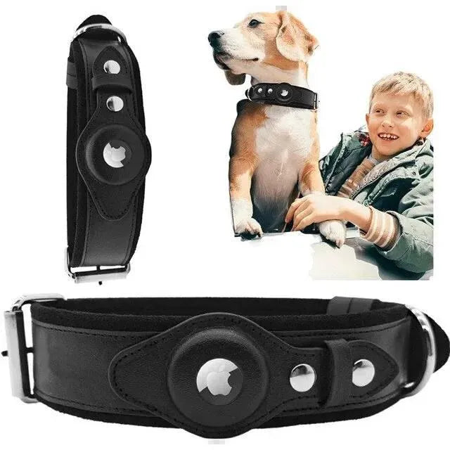 AirTag Dog Collar Genuine Leather - TechShopi