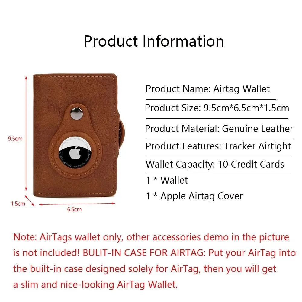 AirTag Wallet & Card Holder RFID with Zipper Genuine Leather - TechShopi