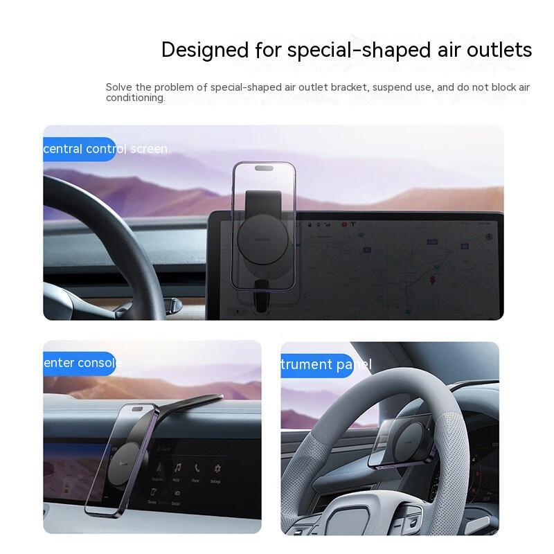 Wireless Car Charger Mount - Magnetic Phone Holder with 360° Rotation & Bendable Arm for Safe Hands-Free Driving