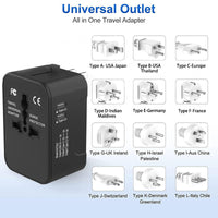 Universal Travel Adapter - All-in-One International Power Plug for 150+ Countries with Dual USB Ports