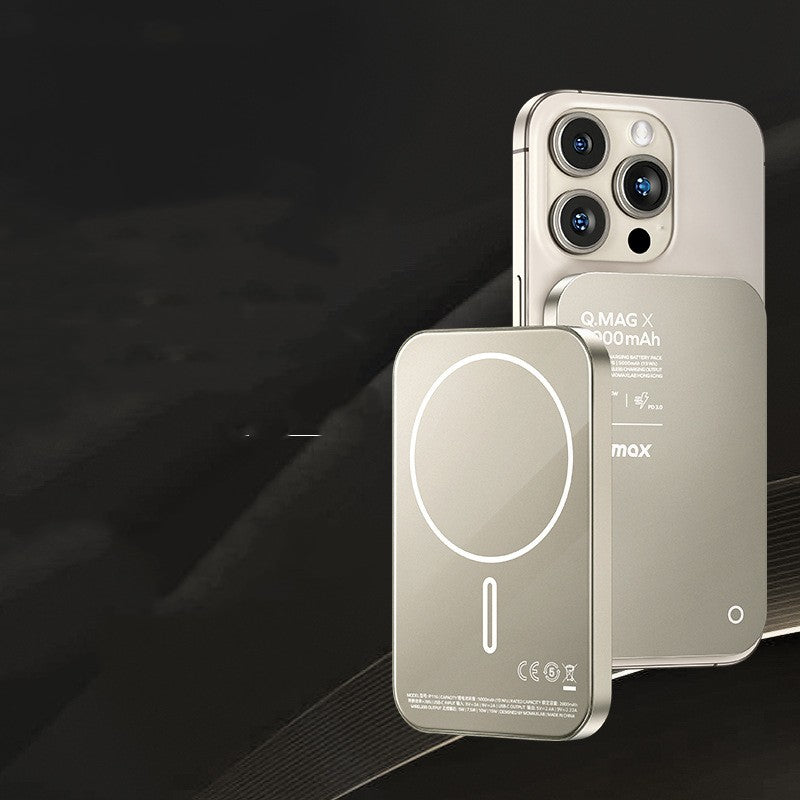 Magnetic Wireless Alloy Power Bank - Premium Metal Design Fast Charger | 5000-20000mAh Portable Battery with MagSafe Technology