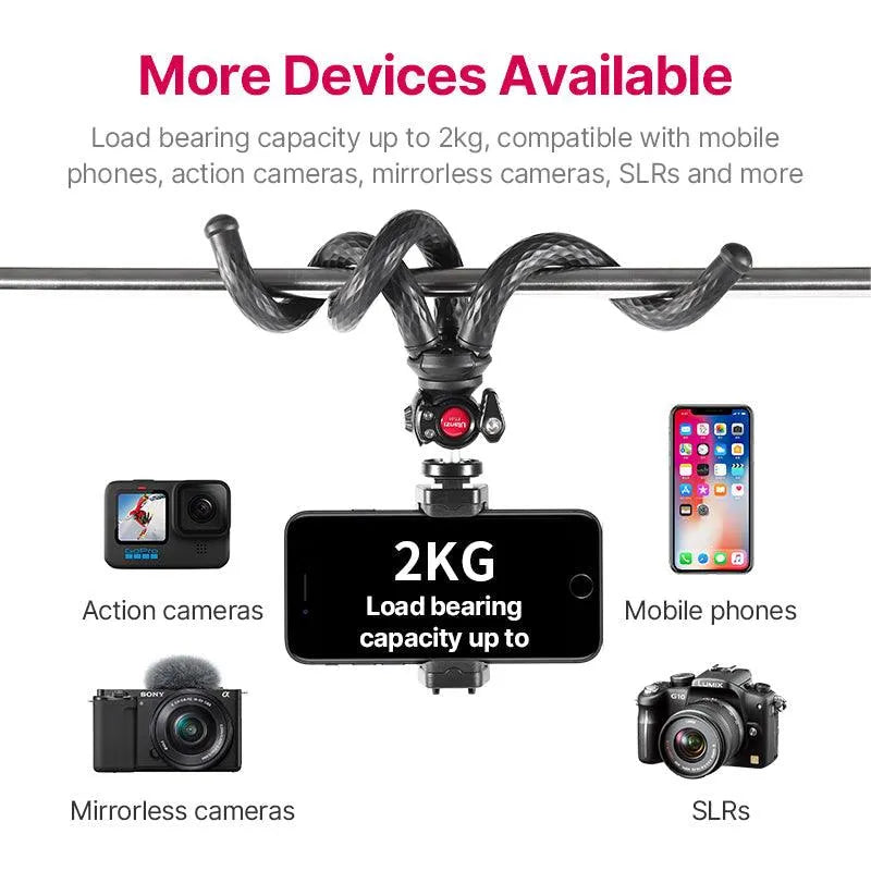 Black Octopus Mobile Phone Clip Gimbal Tripod Set - TechShopi