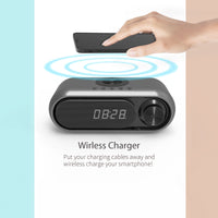 3-in-1 Wireless Charging Bluetooth Speaker with LED Lamp - Bedside Qi Charger, Music Player & Ambient Light
