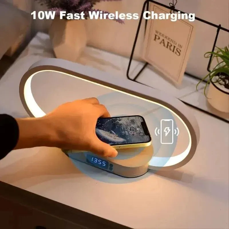 ChargeLuxe™ Multifunction iPhone Wireless Charger with LED Lamp & Clock - TechShopi