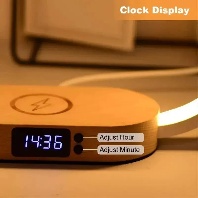 ChargeLuxe™ Multifunction iPhone Wireless Charger with LED Lamp & Clock - TechShopi