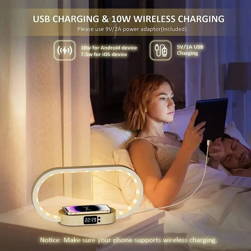 ChargeLuxe™ Multifunction iPhone Wireless Charger with LED Lamp & Clock - TechShopi