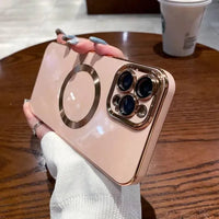 Thumbnail for Clear Magnetic Case for iPhone with Luxury Plating for iPhone 14 13 12 11 Pro Max X XR XS 8 Plus - TechShopi