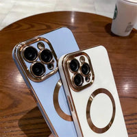 Thumbnail for Clear Magnetic Case for iPhone with Luxury Plating for iPhone 14 13 12 11 Pro Max X XR XS 8 Plus - TechShopi