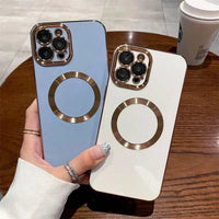 Thumbnail for Clear Magnetic Case for iPhone with Luxury Plating for iPhone 14 13 12 11 Pro Max X XR XS 8 Plus - TechShopi