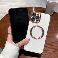 Thumbnail for Clear Magnetic Case for iPhone with Luxury Plating for iPhone 14 13 12 11 Pro Max X XR XS 8 Plus - TechShopi