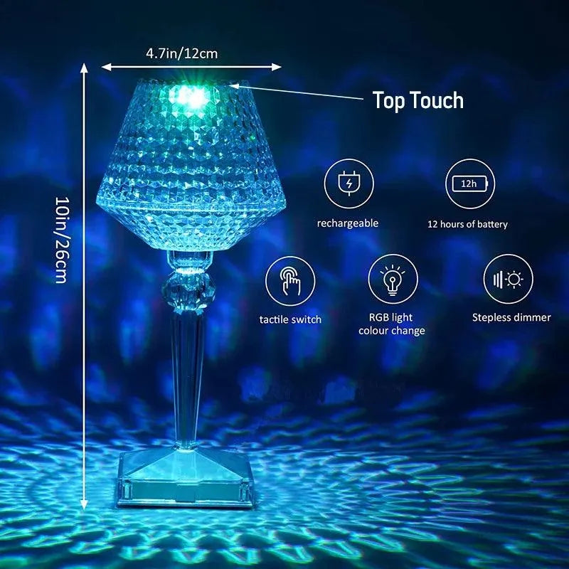 CrystalTouch™ Rechargeable Diamond Table Lamp - TechShopi