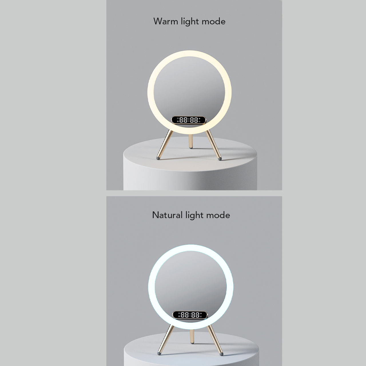 LED Mirror Alarm Clock with Wireless Charger - Multi-Function Digital Display with Temperature, USB Charging & Time