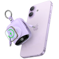 10000mAh Power Bank – Built-In Type-C & Lightning, Apple Watch Wireless Charging, PD 20W Fast Charge | LED Display