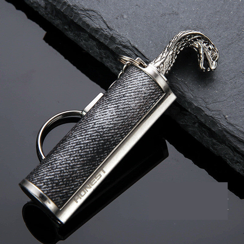 Creative Metal Keychain Lighter Wild Fire Ten Thousand Times Use Kerosene Lighters Gifts For Men