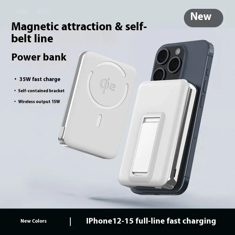 Qi2 MagSafe Wireless Power Bank 10000mAh - 3-in-1 Magnetic Charging Stand with 15W Fast Charging | Portable Battery Pack for iPhone & Devices