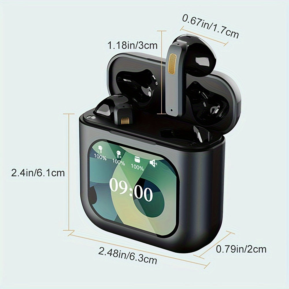 Smart Touch Screen ANC Earbuds with Built-in MP3 Player - Active Noise Cancelling Wireless Earphones | 30H Battery & SD Card Support