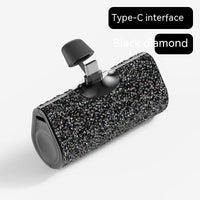 Diamond Pocket Capsule Power Bank - Mini Lipstick Emergency Charger | Ultra-Compact Portable Battery with Crystal Design