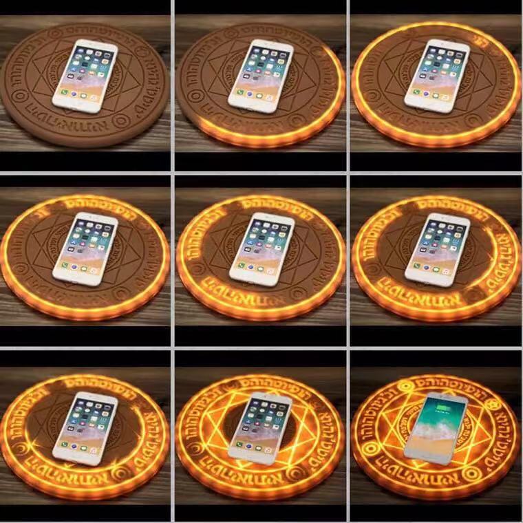 LED Magic Circle Wireless Charger - Light-Up Fast Charging Pad with Glowing Effects for iPhone & Android