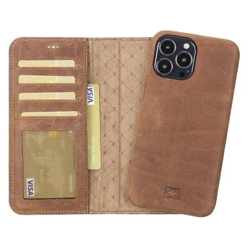 Full Leather Coating Detachable Wallet Case for Apple iPhone 13 Series - TechShopi