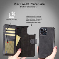 Thumbnail for Full Leather Coating Detachable Wallet Case for Apple iPhone 13 Series - TechShopi