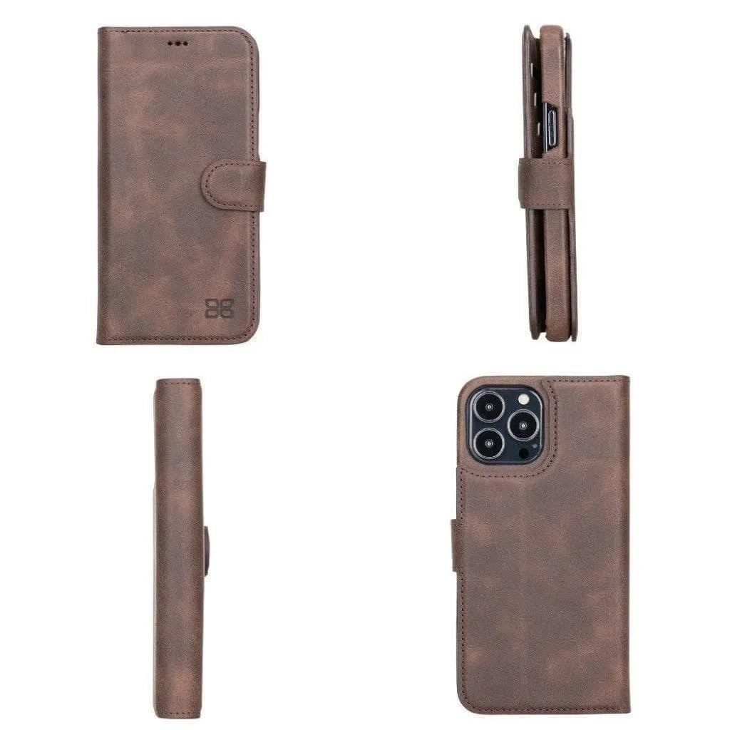 Full Leather Coating Detachable Wallet Case for Apple iPhone 13 Series - TechShopi