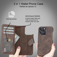 Thumbnail for Full Leather Coating Detachable Wallet Case for Apple iPhone 13 Series - TechShopi