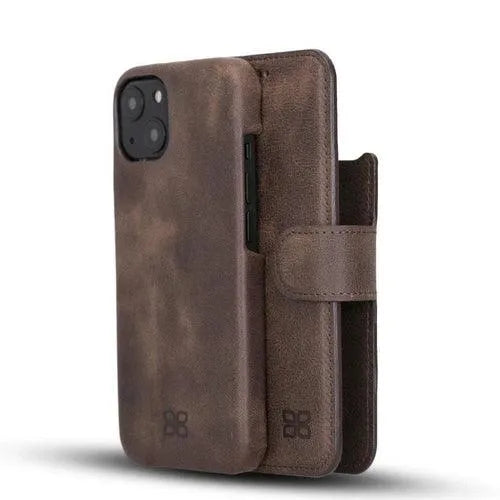 Full Leather Coating Detachable Wallet Case for Apple iPhone 13 Series - TechShopi