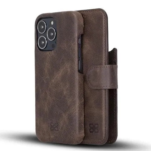 Full Leather Coating Detachable Wallet Case for Apple iPhone 13 Series - TechShopi