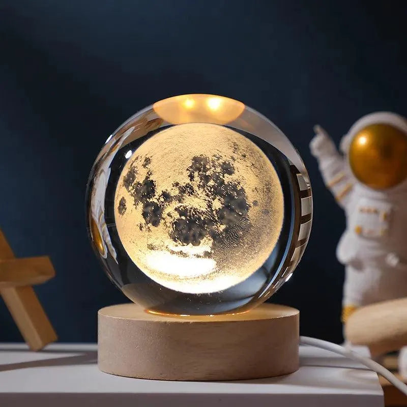 GalaxyOrb™ 3D Moon & Planet Crystal Ball USB LED Night Light - TechShopi