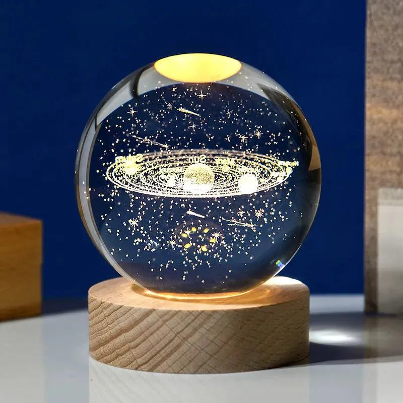 GalaxyOrb™ 3D Moon & Planet Crystal Ball USB LED Night Light - TechShopi