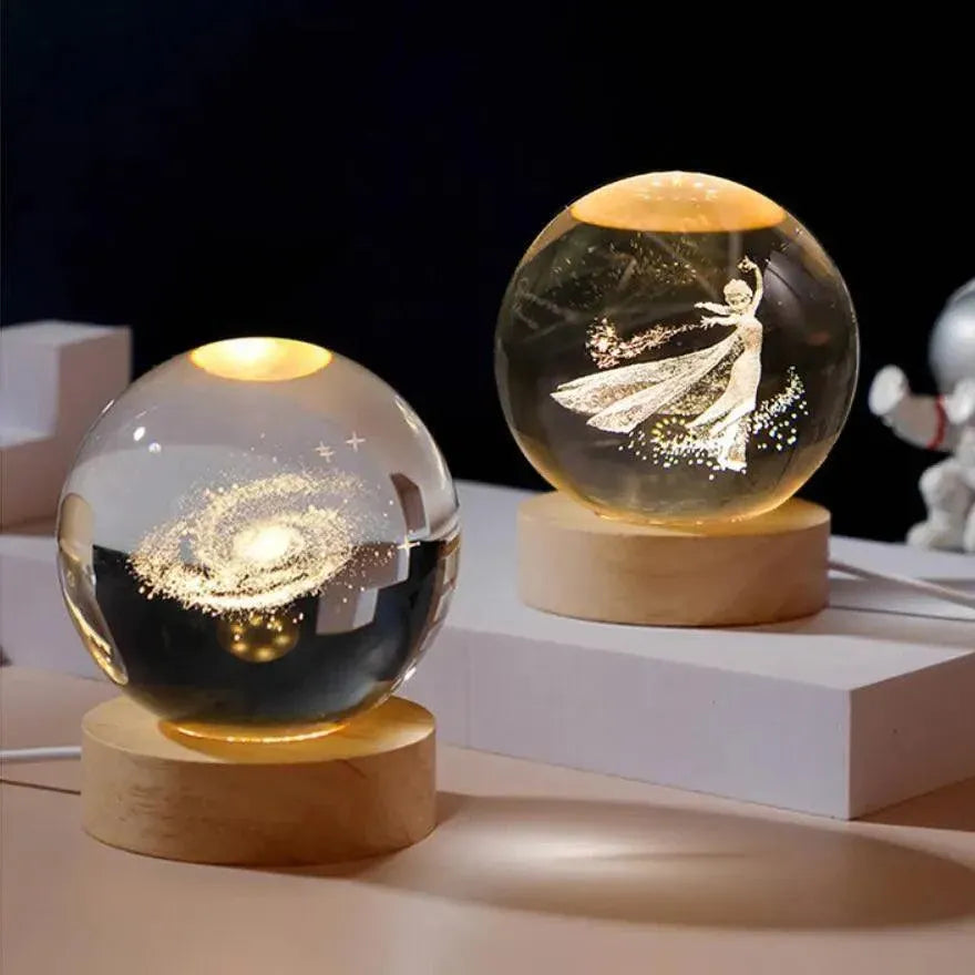 GalaxyOrb™ 3D Moon & Planet Crystal Ball USB LED Night Light - TechShopi