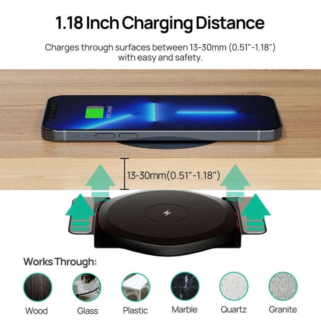 Invisible Wireless Charger for iPhone - Under Table QI Charger - TechShopi