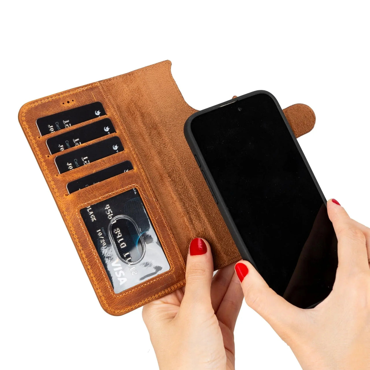 Toronata Casper Leather iPhone 15 Wallet Case - Magnetic Detachable MagSafe | RFID Protection with Kickstand & Card Slots