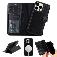 Toronata Casper Leather iPhone 15 Wallet Case - Magnetic Detachable MagSafe | RFID Protection with Kickstand & Card Slots
