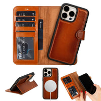 Toronata Casper Leather iPhone 15 Wallet Case - Magnetic Detachable MagSafe | RFID Protection with Kickstand & Card Slots