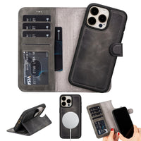 Toronata Casper Leather iPhone 15 Wallet Case - Magnetic Detachable MagSafe | RFID Protection with Kickstand & Card Slots