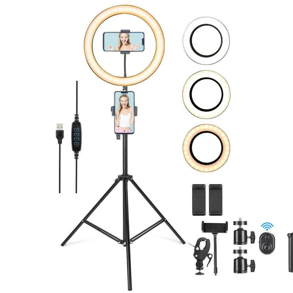 LED Ring Light With Phone Tripod Stand Kit 10" - TechShopi