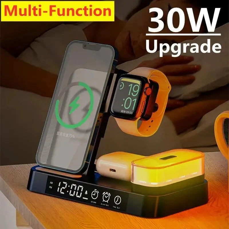 llumiCharge Pro™: 3-in-1 Wireless Charger with Clock & Night Light - TechShopi