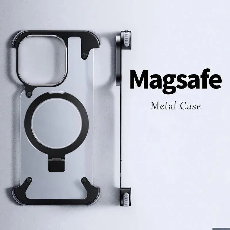 MagAlloy Elite™: Magnetic Aluminum Stand Case with Rimless Design for iPhone - TechShopi