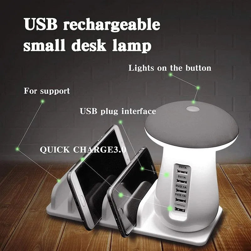 Mushroom Lamp LED Lamp Holder USB Charger - TechShopi