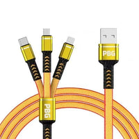 Thumbnail for PBG 3 in 1 Cable Mesh/Nylon Braided HQ Multi Device Charging (iphone, - TechShopi