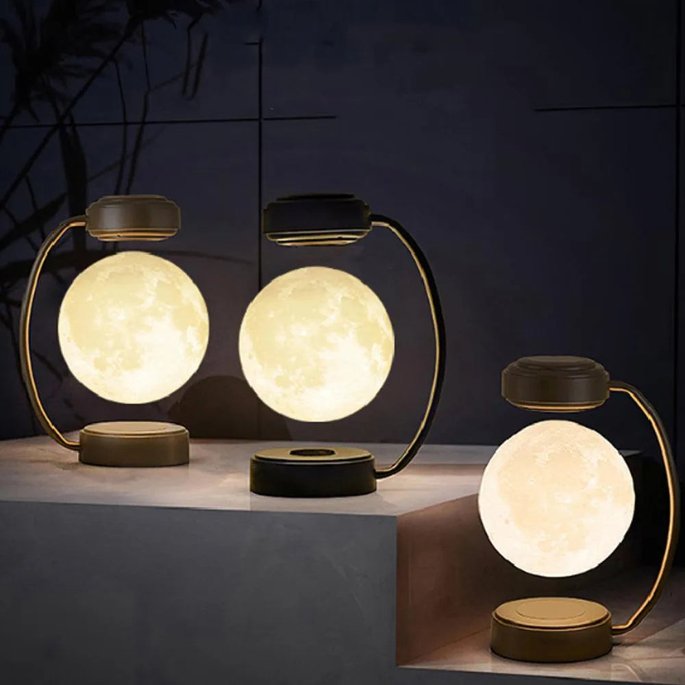 Portable Magnetic Levitation Moon Lamp LED Rotating Dangling Lamp - TechShopi