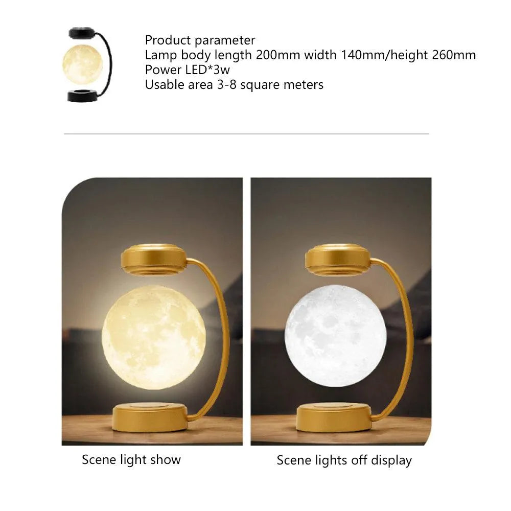 Portable Magnetic Levitation Moon Lamp LED Rotating Dangling Lamp - TechShopi