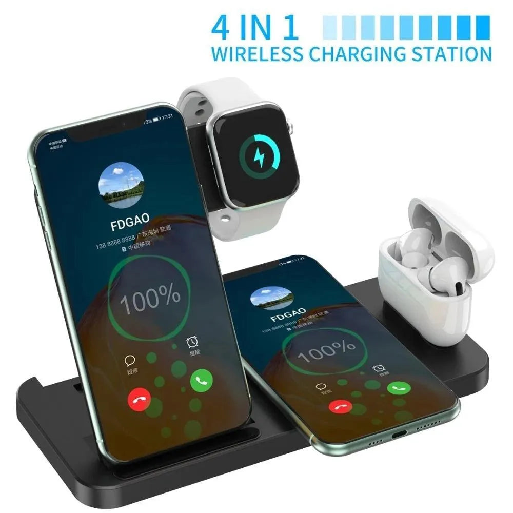 4-in-1 Fast Wireless Charging Station iPhone iPod Apple watch and Samsung phones - Mobile & Laptop Accessories by Yellow Pandora - Apple Watch, Apple-Watch-Charger, AppleWatch, autopostr_pinterest_64771, autopostr_pinterest_64835, cell phone, gadgets, Gift, her, him, HomePage, iphone, iphone-Accessories, Iphone-Charger, mobile phone, qi, samsung, wireless charger